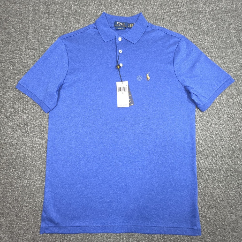 Polo Ralph Lauren Classic Fit Blue Heather Polo Shirt Men Small CM32 NWT $118